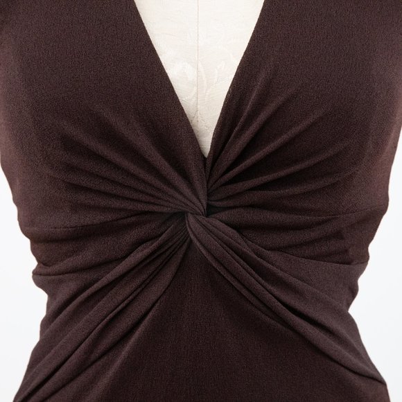 Vintage Y2K 4 Asymmetrical Halter Dress Brown - Picture 2 of 8